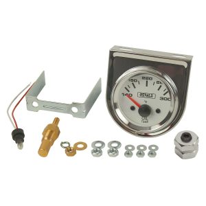 Lighted Black on White 2-1/16" Electric Oil Temperature Gauge Kit