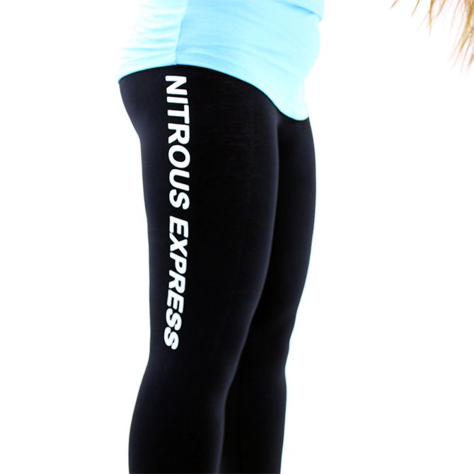 Nitrous Express Womens Black Leggings With White Logo Large