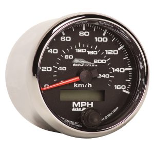 2-5/8 in. SPEEDOMETER, 0-160 MPH, 0-260 KPH, BLACK, PRO-CYCLE