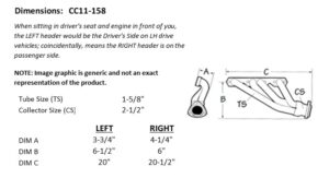 Sanderson CC11-158 header dimension graphic