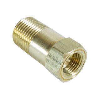 FITTING, ADAPTER, 1/2-1/16 in. NPT MALE, EXTENSION, BRASS, FOR MECH. TEMP. GAUGE