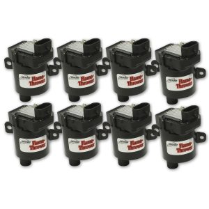 FLAME-THROWER COIL ON PLUG FOR GM TRUCKS WITH LS ENGINES. 30-VOLT WITH OPTIMIZED COIL DESIGN FOR IMPROVED SPARK ENERGY. DIRECT OEM REPLACEMENT (AC-DELCO #D585 / GM #10457730 & #12563293). SET OF 8 COILS.