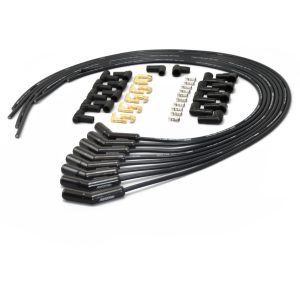 PerTronix 828215HT Flame-Thrower Spark Plug Wires 8 cyl Universal 45? Black Ceramic Boot; 8MM Black Wire