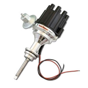 PERTRONIX FLAME-THROWER BILLET DISTRIBUTOR WITH IGNITOR II ELECTRONICS FOR CHRYSLER 392 HEMI ENGINES. VACUUM ADVANCE WITH BLACK FEMALE STYLE CAP.