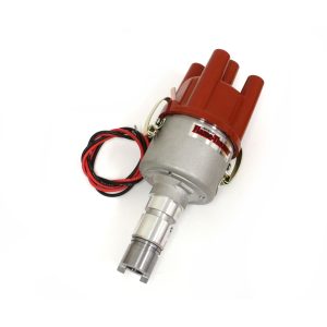 FLAME-THROWER "STOCK-LOOK" BOSCH STYLE PERFORMANCE DISTRIBUTOR FEATURING IGNITOR II ELECTRONICS FOR ALFA ROMEO 1300,1600,1750, & 2.0L ENGINES. 12-VOLT NEGATIVE GROUND, NON VACUUM ADVANCE.