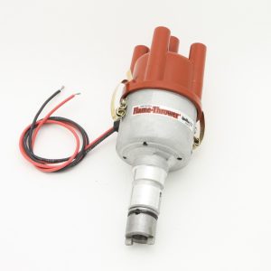 FLAME-THROWER "STOCK-LOOK" BOSCH STYLE PERFORMANCE DISTRIBUTOR FEATURING IGNITOR III ELECTRONICS FOR ALFA ROMEO 1300,1600,1750, & 2.0L ENGINES. 12-VOLT NEGATIVE GROUND, NON VACUUM ADVANCE.